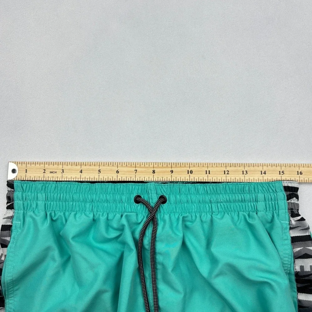 Nike Mens Large Teal Green Logo Taped Board Shorts Swim Trunks NESSC472 Large L